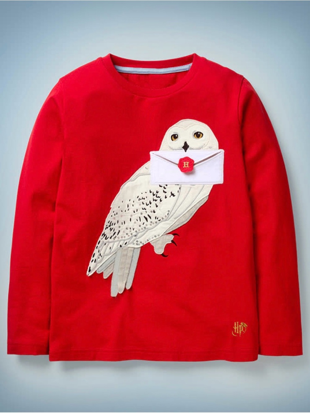 Mini Boden Harry Potter Hedwig Appliqué Shirt 7-8Y Hogwarts Letter Owl
